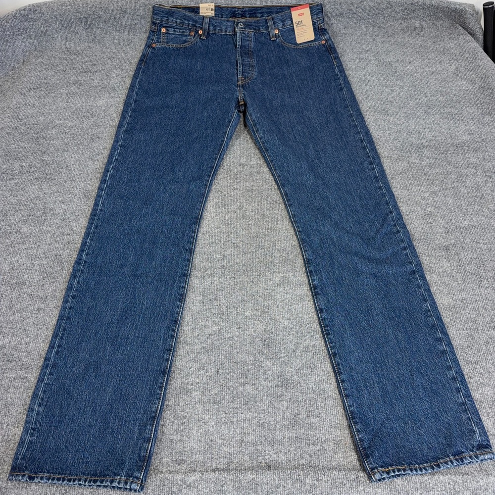 Levis 501 Jeans Men 36x36 Blue Denim Original Straight Leg Cotton Button Fly NEW